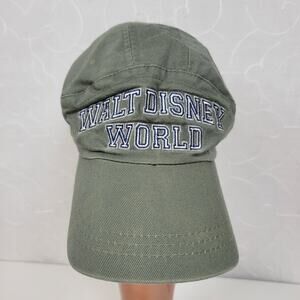 Vintage Walt Disney World Baseball Hat Cap Olive Green Mens Embroidered Cotton